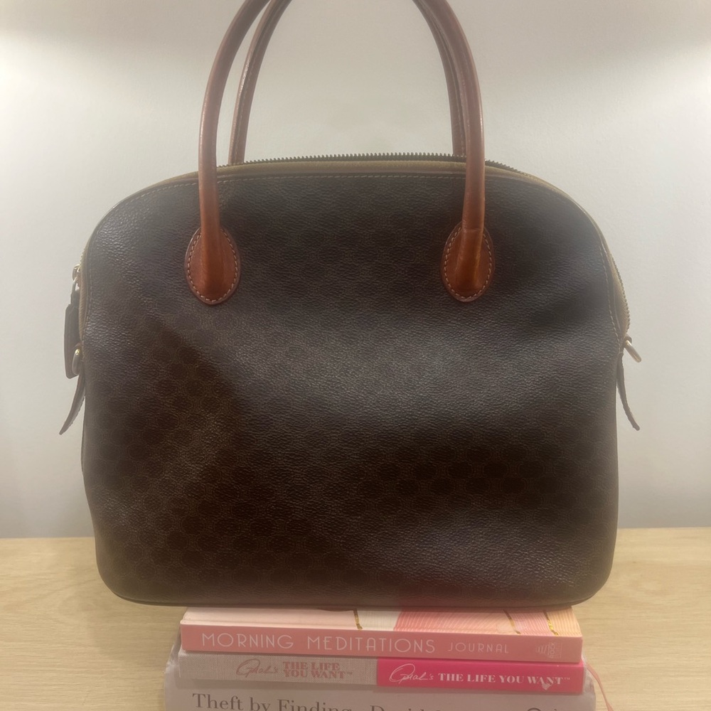 Celine Tan and Brown Leather Handbag